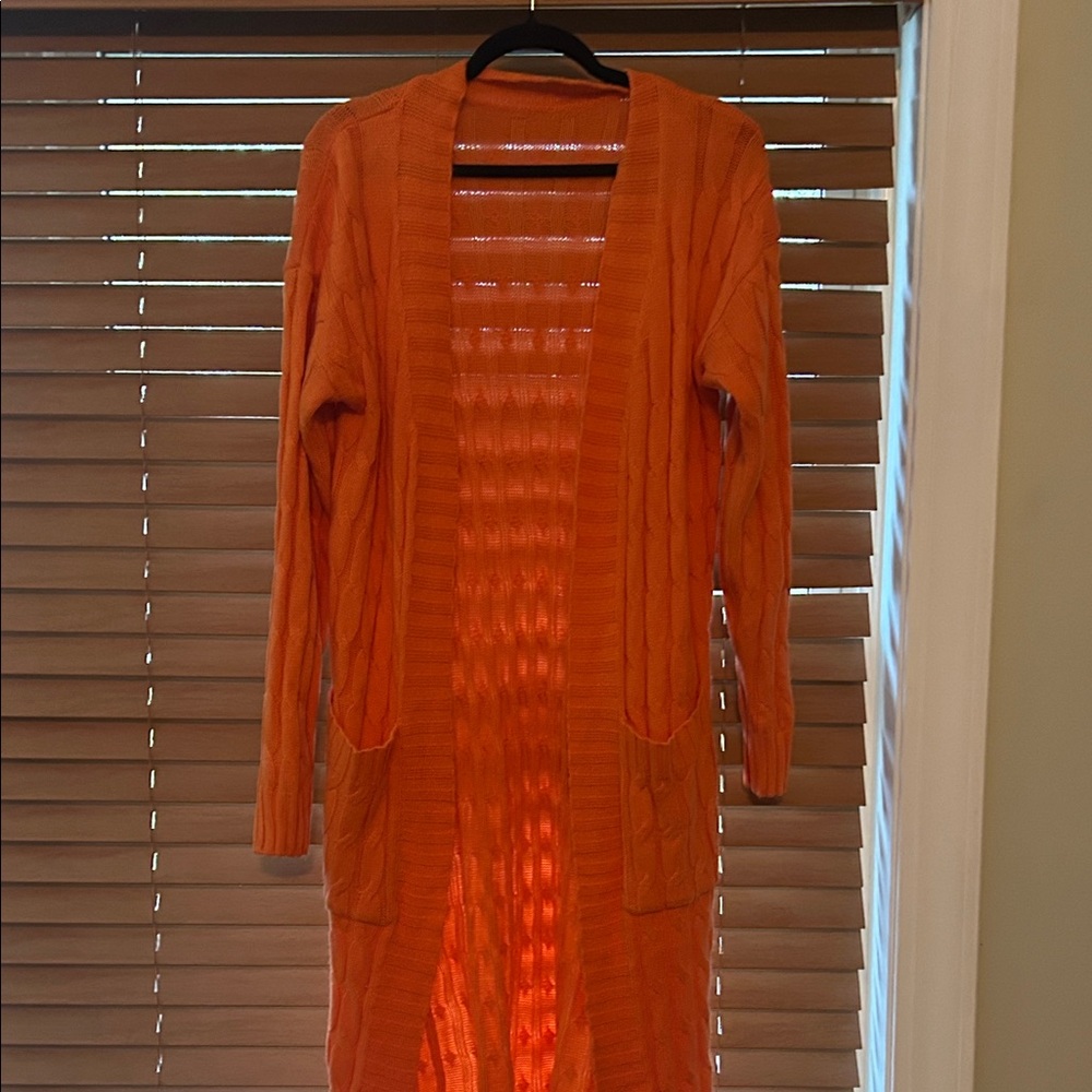 SHEIN Orange Cable Knit Cardigan